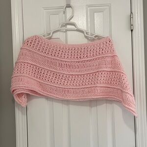 Pink Crochet Women's Poncho